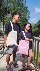 Giant Barry tote bag in pink and natural color